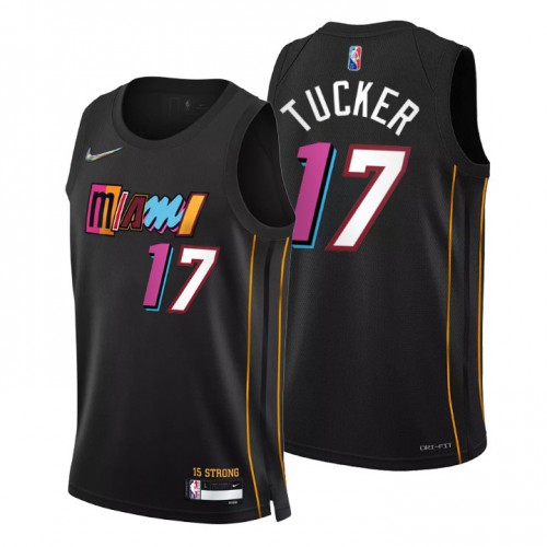 Miami Miami Heat #17 P.J.Tucker Men’s Nike Black 2021/22 Swingman NBA Jersey – City Edition Men’s->miami heat->NBA Jersey