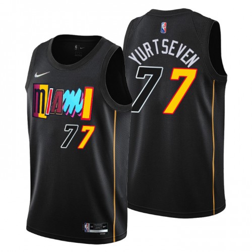 Miami Miami Heat #77 Omer Yurtseven Men’s Nike Black 2021/22 Swingman NBA Jersey – City Edition Men’s->miami heat->NBA Jersey