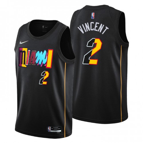 Miami Miami Heat #2 Gabe Vincent Men’s Nike Black 2021/22 Swingman NBA Jersey – City Edition Men’s->miami heat->NBA Jersey