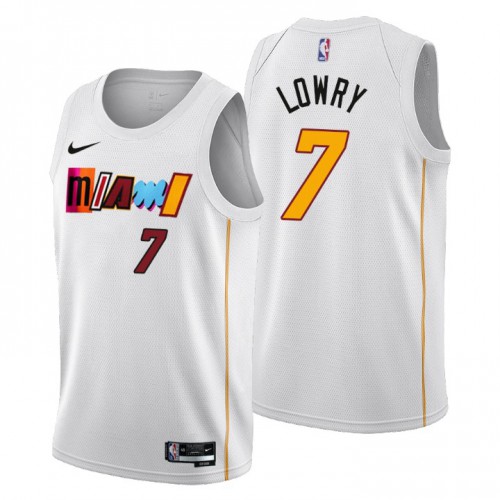 Nike Miami Heat #7 Kyle Lowry Men’s 2022-23 City Edition NBA Jersey – Cherry Blossom White Men’s->miami heat->NBA Jersey