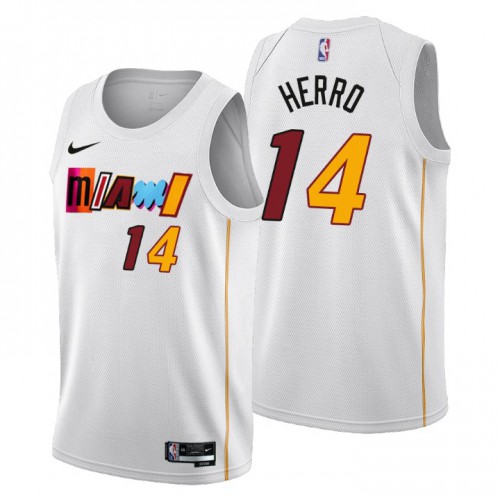 Nike Miami Heat #14 Tyler Herro Men’s 2022-23 City Edition NBA Jersey – Cherry Blossom White Men’s->miami heat->NBA Jersey