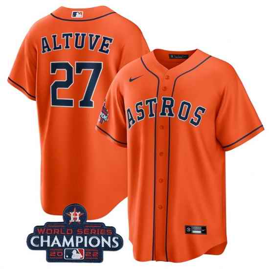 Youth Houston Astros #27 Jose Altuve Orange 2022 World Series Champions Stitched BaseballJersey->youth mlb jersey->Youth Jersey