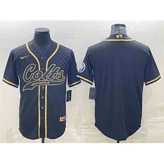 Men Indianapolis Colts Blank Black Gold With Patch Cool Base Stitched Baseball Jersey->indianapolis colts->NFL Jersey