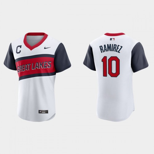 Cleveland Guardians #10 Harold Ramirez Men’s Nike White 2021 Little League Class Authentic MLB Jersey Men’s->youth nba jersey->Youth Jersey