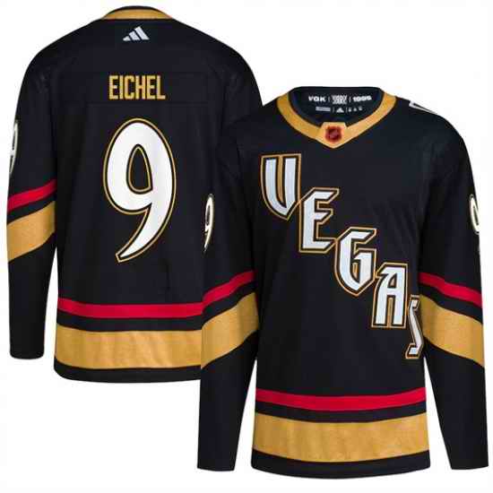 Men Vegas Golden Knights #9  Jack Eichel Black 2022 23 Reverse Retro Stitched Jersey->vegas golden knights->NHL Jersey