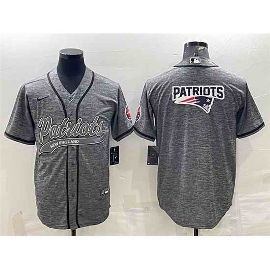 Men New England Patriots Grey Team Big Logo With Patch Cool Base Stitched Baseball Jersey->new orleans saints->NFL Jersey