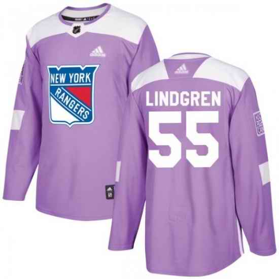 Ryan Lindgren New York Rangers Men's Adidas Authentic Purple Fights Cancer Practice Jersey->new york rangers->NHL Jersey