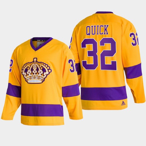 Adidas Los Angeles Kings #32 Jonathan Quick Team Classics Gold Men’s NHL 2022 Throwback Jersey Men’s->los angeles kings->NHL Jersey