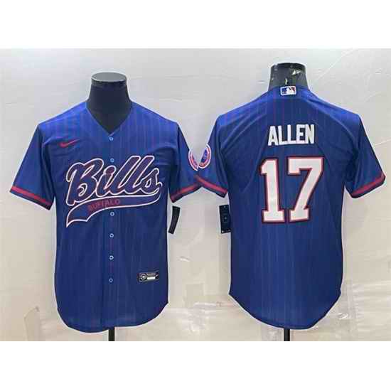 Men Buffalo Bills #17 Josh Allen Royal With Patch Cool Base Stitched Baseball Jersey->buffalo bills->NFL Jersey
