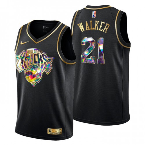 New York New York Knicks #21 M.J. Walker Men’s Golden Edition Diamond Logo 2021/22 Swingman Jersey – Black Men’s->youth nba jersey->Youth Jersey