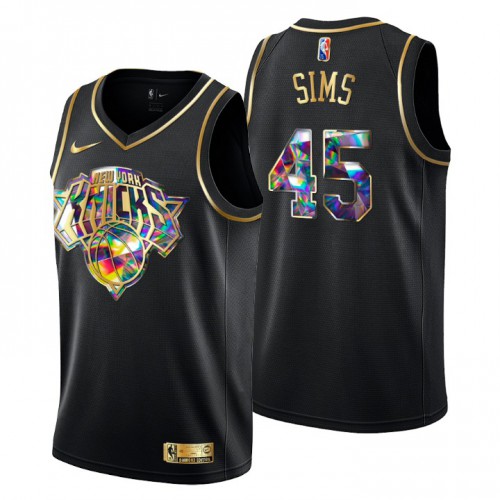 New York New York Knicks #45 Jericho Sims Men’s Golden Edition Diamond Logo 2021/22 Swingman Jersey – Black Men’s->new york knicks->NBA Jersey