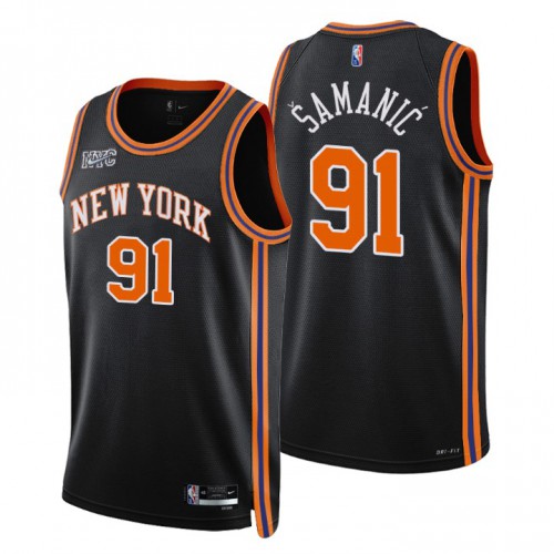 New York New York Knicks #91 Luka Samanic Men’s Nike Black 2021/22 Swingman NBA Jersey – City Edition Men’s->new york knicks->NBA Jersey