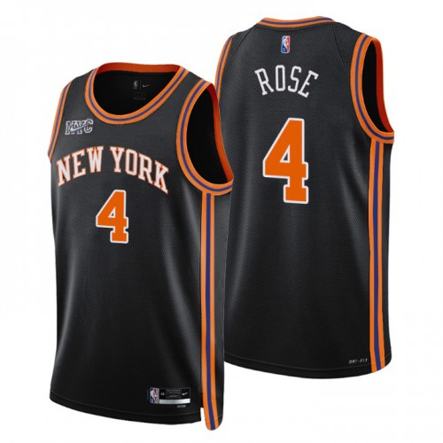 New York New York Knicks #4 Derrick Rose Men’s Nike Black 2021/22 Swingman NBA Jersey – City Edition Men’s->new york knicks->NBA Jersey