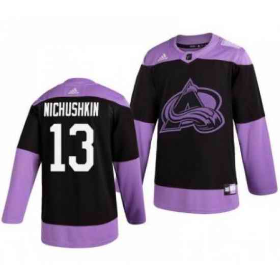 Men Colorado Avalanche Valeri Nichushkin #13 Black Hockey Fights Cancer Practice Jersey->colorado avalanche->NHL Jersey