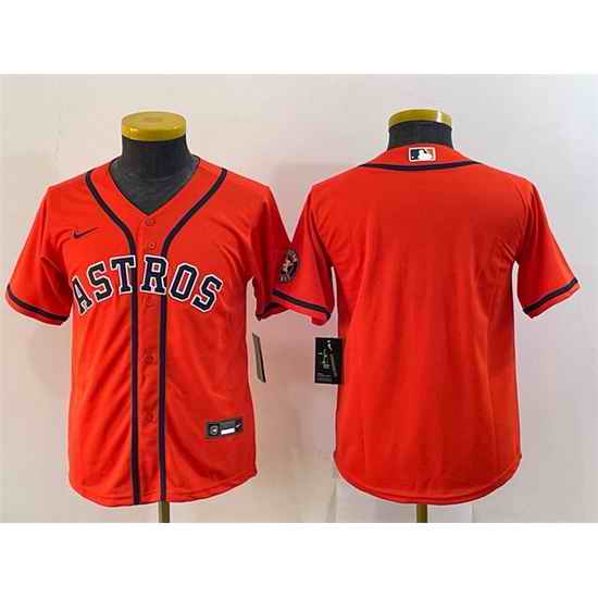 Youth Houston Astros Blank Orange With Patch Cool Base Stitched Jersey->youth mlb jersey->Youth Jersey