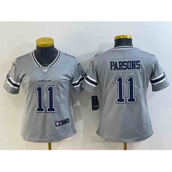 Women Dallas Cowboys #11 Micah Parsons Gray Stitched Jersey->women nfl jersey->Women Jersey