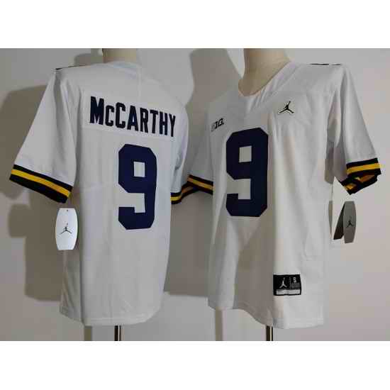 Men's Michigan Wolverines Eamonn Dennis #9 White Brand Jordan Football College Jersey->michigan wolverines->NCAA Jersey