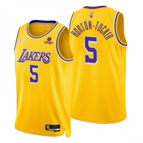 Nike Los Angeles Lakers #5 Talen Horton-Tucker Gold Men’s 2021-22 NBA 75th Anniversary Diamond Swingman Jersey – Icon Edition Men’s->women nba jersey->Women Jersey