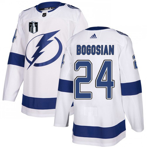 Adidas Tampa Bay Lightning #24 Zach Bogosian White 2022 Stanley Cup Final Patch Road Authentic NHL Stanley Cup Final Patch Jersey Men’s->tampa bay lightning->NHL Jersey