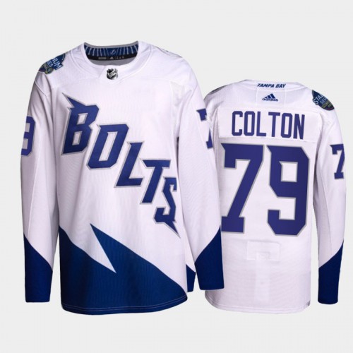 Adidas Tampa Bay Lightning #79 Ross Colton Men’s 2022 Stadium Series Authentic NHL Jersey – White Men’s->youth nhl jersey->Youth Jersey