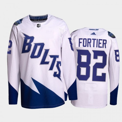 Adidas Tampa Bay Lightning #82 Gabriel Fortier Men’s 2022 Stadium Series Authentic NHL Jersey – White Men’s->youth nhl jersey->Youth Jersey