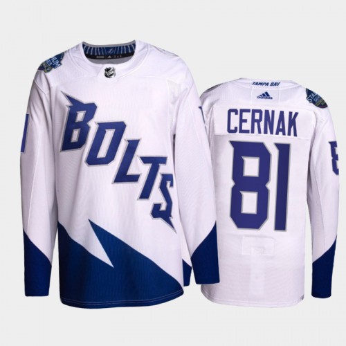 Adidas Tampa Bay Lightning #81 Erik Cernak Men’s 2022 Stadium Series Authentic NHL Jersey – White Men’s->women nhl jersey->Women Jersey