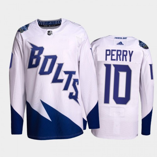 Adidas Tampa Bay Lightning #10 Corey Perry Men’s 2022 Stadium Series Authentic NHL Jersey – White Men’s->tampa bay lightning->NHL Jersey
