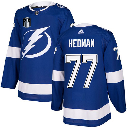 Adidas Tampa Bay Lightning #77 Victor Hedman Blue 2022 Stanley Cup Final Patch Home Authentic Stitched NHL Jersey Men’s->women nhl jersey->Women Jersey
