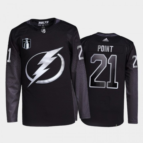 Adidas Tampa Bay Lightning #21 Brayden Point Men’s 2022 Stanley Cup Final Patch Alternate Authentic NHL Jersey – Black Men’s->tampa bay lightning->NHL Jersey
