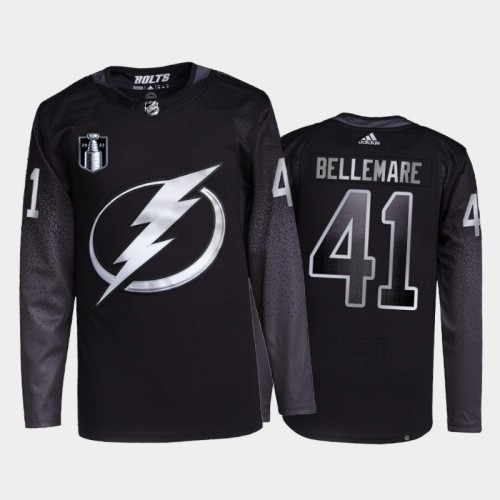 Adidas Tampa Bay Lightning #41 Pierre-Edouard Bellemare Men’s 2022 Stanley Cup Final Patch Alternate Authentic NHL Jersey – Black Men’s->youth nhl jersey->Youth Jersey