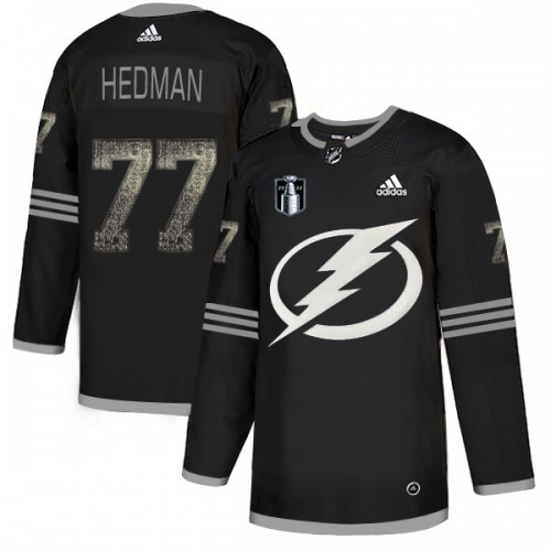 Adidas Tampa Bay Lightning #77 Victor Hedman Black 2022 Stanley Cup Final Patch Authentic Classic Stitched NHL Jersey Men’s->youth nhl jersey->Youth Jersey