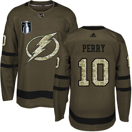 Adidas Tampa Bay Lightning #10 Corey Perry Green 2022 Stanley Cup Final Patch Salute to Service Stitched NHL Jersey Men’s->tampa bay lightning->NHL Jersey