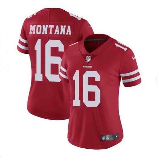 Women San Francisco 49ers Joe Montana #16 Limited Player Red Jersey->youth nfl jersey->Youth Jersey