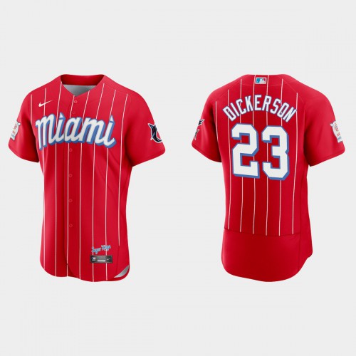 Miami Miami Marlins #23 Corey Dickerson Men’s Nike 2021 City Connect Authentic MLB Jersey Red Men’s->miami marlins->MLB Jersey