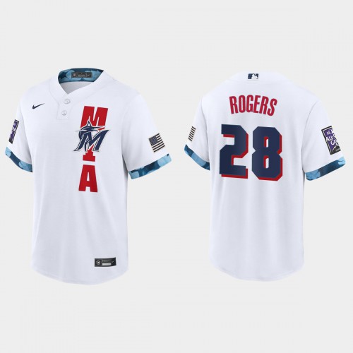 Miami Miami Marlins #28 Trevor Rogers 2021 Mlb All Star Game Fan’s Version White Jersey Men’s->miami marlins->MLB Jersey
