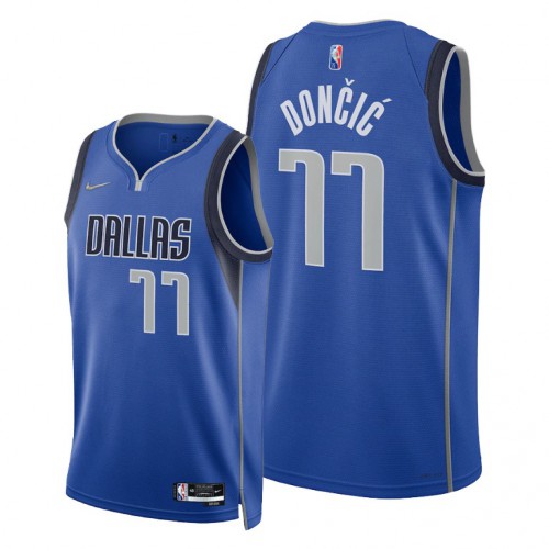 Nike Dallas Mavericks #77 Luka Doncic Men’s 2021-22 75th Diamond Anniversary NBA Jersey Blue Men’s->dallas mavericks->NBA Jersey