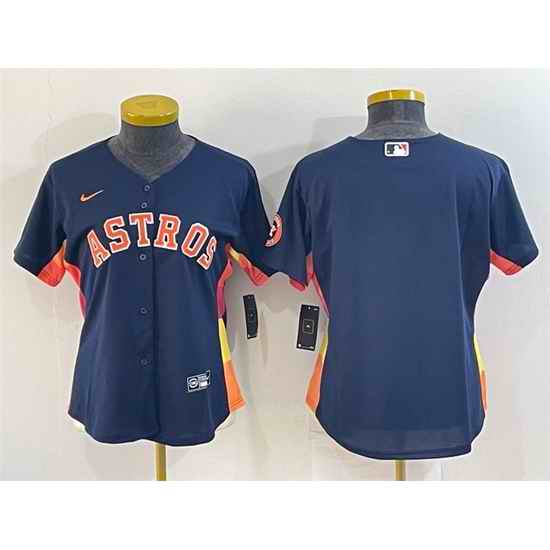 Women Houston Astros Navy With Patch Cool Base Stitched Baseball Jersey->women mlb jersey->Women Jersey
