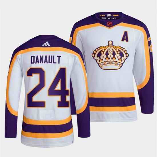 Men Los Angeles Kings #24 Phillip Danault White 2022 Reverse Retro Stitched Jersey->los angeles kings->NHL Jersey