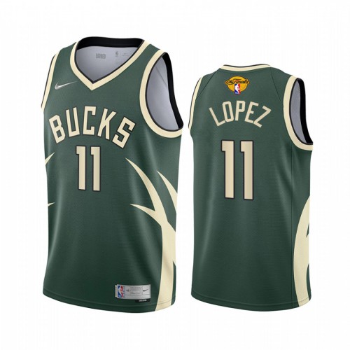 Milwaukee Milwaukee Bucks #11 Brook Lopez Men’s 2021 NBA Finals Bound Swingman Earned Edition Jersey Green Youth->youth nba jersey->Youth Jersey