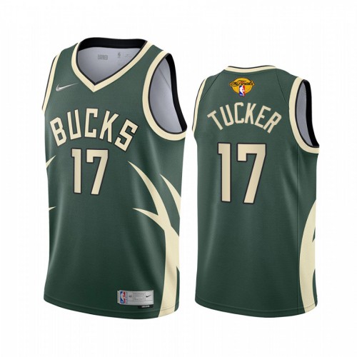 Milwaukee Milwaukee Bucks #17 P. J. Tucker Men’s 2021 NBA Finals Bound Swingman Earned Edition Jersey Green Youth->youth nba jersey->Youth Jersey