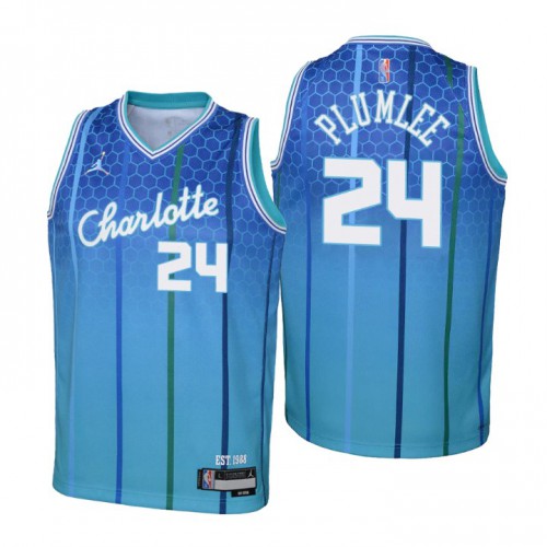 Charlotte Charlotte Hornets #24 Mason Plumlee Youth Nike Blue 2021/22 Swingman Jersey – City Edition Youth->charlotte hornets->NBA Jersey