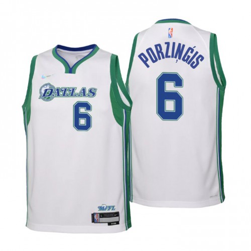 Dallas Dallas Maverickss #6 Kristaps Porzingis Youth Nike White 2021/22 Swingman Jersey – City Edition Youth->youth nba jersey->Youth Jersey