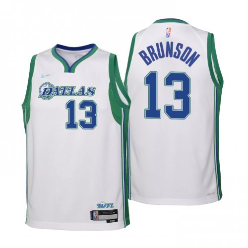 Dallas Dallas Maverickss #13 Jalen Brunson Youth Nike White 2021/22 Swingman Jersey – City Edition Youth->youth nba jersey->Youth Jersey