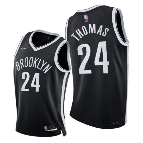 Nike Brooklyn Nets #24 Cameron Thomas Youth 2021-22 75th Diamond Anniversary NBA Jersey Black Youth->brooklyn nets->NBA Jersey