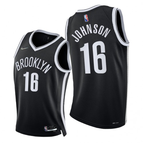 Nike Brooklyn Nets #16 James Johnson Youth 2021-22 75th Diamond Anniversary NBA Jersey Black Youth->youth nba jersey->Youth Jersey