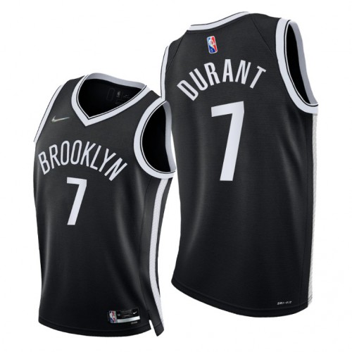 Nike Brooklyn Nets #7 Kevin Durant Youth 2021-22 75th Diamond Anniversary NBA Jersey Black Youth->youth nba jersey->Youth Jersey