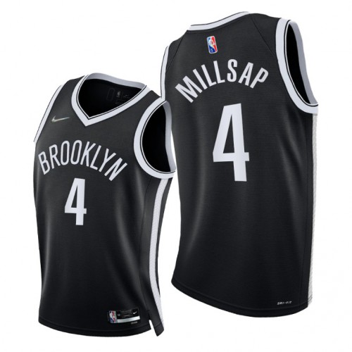 Nike Brooklyn Nets #4 Paul Millsap Youth 2021-22 75th Diamond Anniversary NBA Jersey Black Youth->youth nba jersey->Youth Jersey