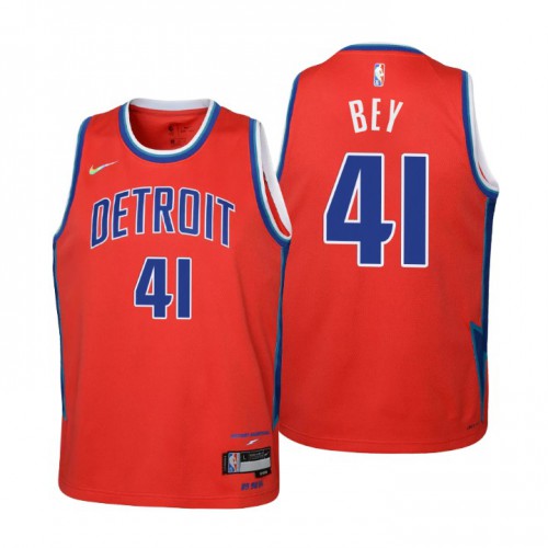 Detroit Detroit Pistons #41 Saddiq Bey Youth Nike Red 2021/22 Swingman Jersey – City Edition Youth->youth nba jersey->Youth Jersey