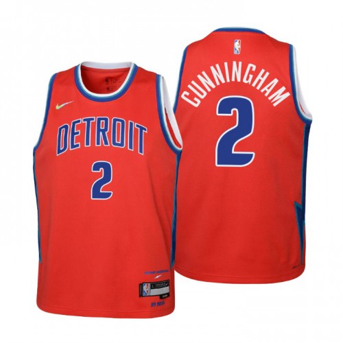 Detroit Detroit Pistons #2 Cade Cunningham Youth Nike Red 2021/22 Swingman Jersey – City Edition Youth->youth nba jersey->Youth Jersey