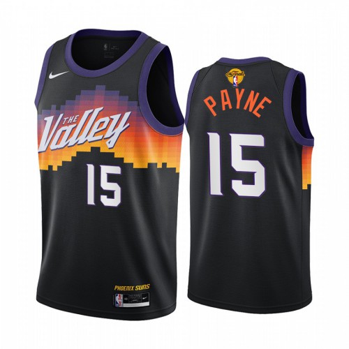 Nike Phoenix Suns #15 Cameron Payne Youth 2021 NBA Finals Bound City Edition Jersey Black Youth->youth nba jersey->Youth Jersey